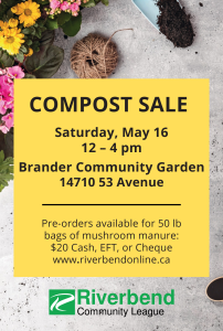 Compost sale on May 16 from 12-4pm in Brander Gardens