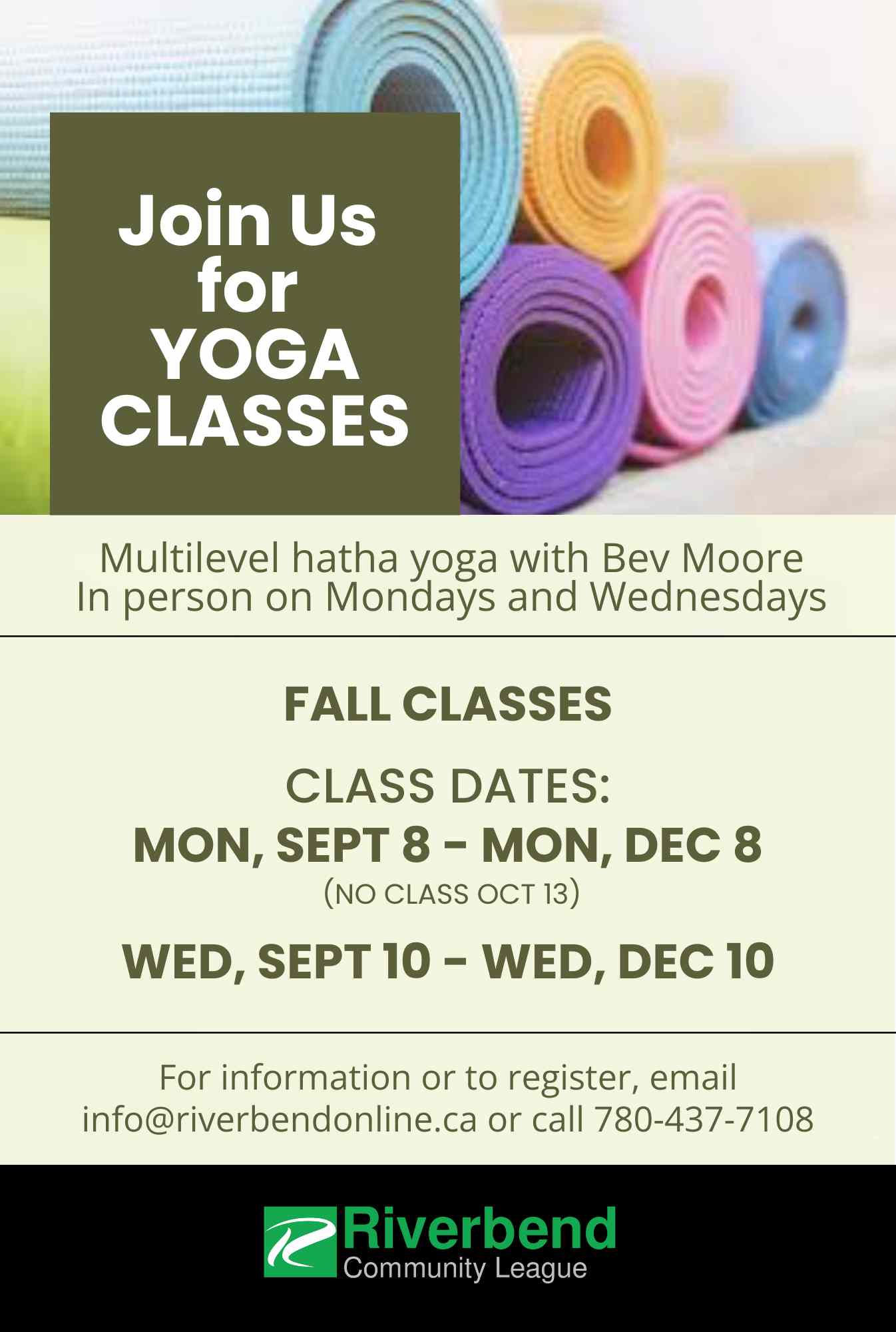 Fall yoga from September to December on Mondays and Wednesdays