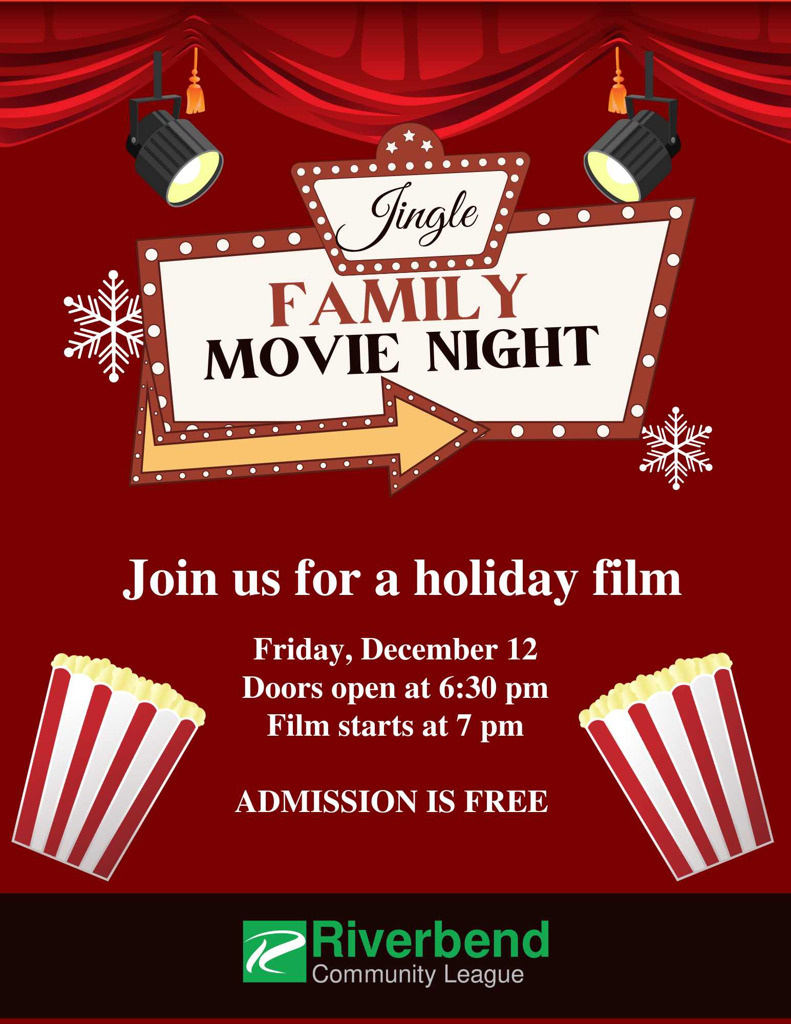 Join us for a holiday film on Friday, December 12 at 630pm