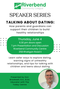 Talking about Dating event on June 4, 2026. How parents and guardians can support their children to build healthy relationships. Everyone welcome.