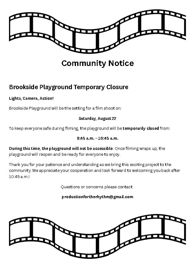 brookside playground temporary closure