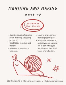 mending and making meetup on october 19 at 7pm