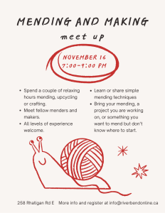 mending and making meetup on october 19 at 7pm